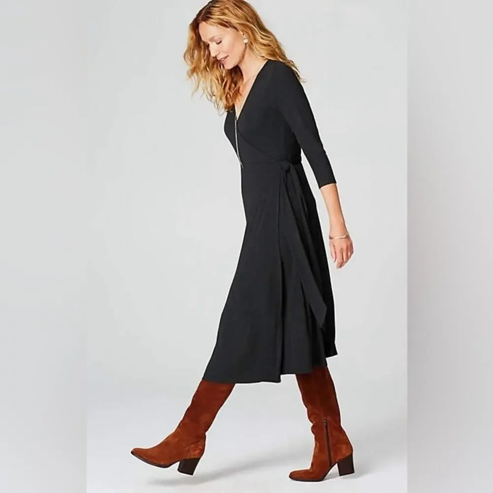 J. Jill Ribbed Wrap Midi Dress Size S